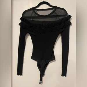 Intermix Sheer Combi Rib Knit Bodysuit